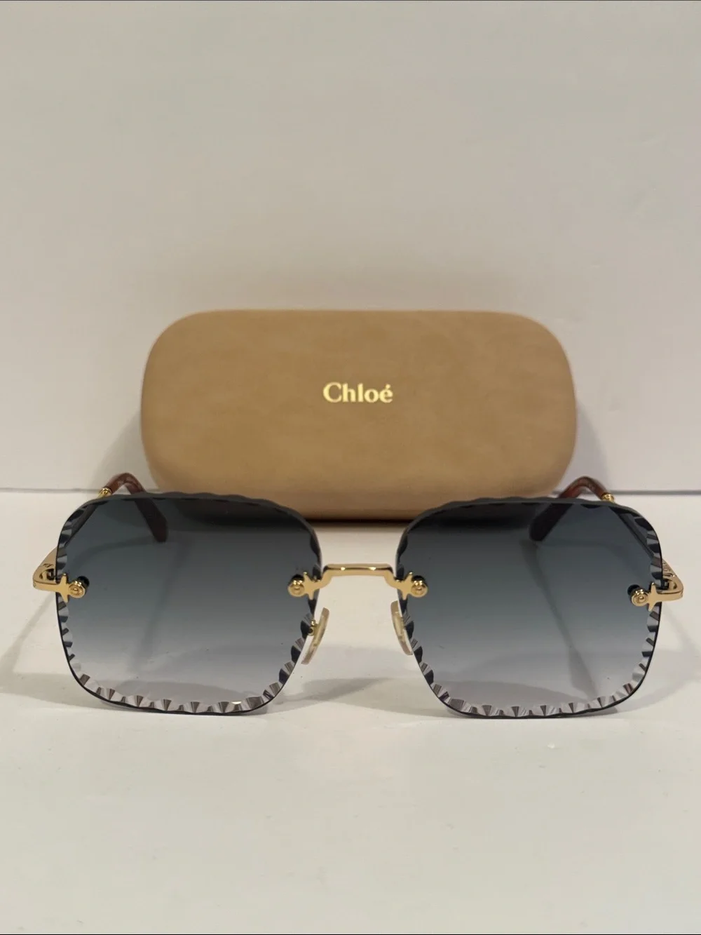 Chloe CE161S Women's Scalloped Gold Frame Sunglasses with Gradient Lenses